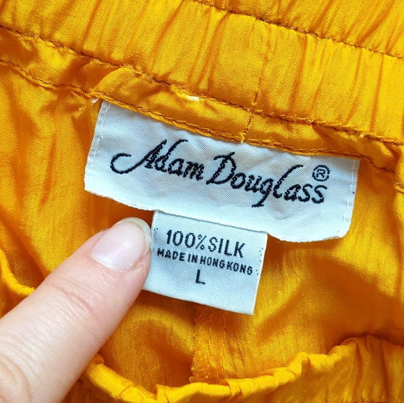 Vintage  Adam Douglas Women's Silk Set  mustard yellow large Pants Top - Picture 3 of 12